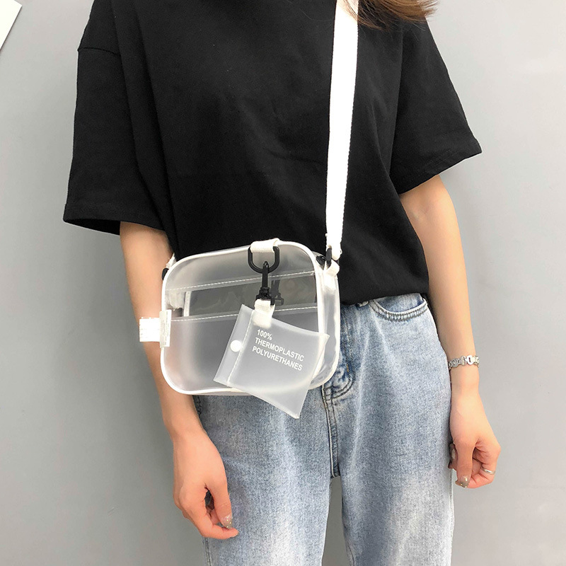 girls  waterproof messenger transparent  zipper clear pvc crossbody bag