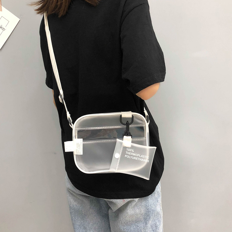 girls  waterproof messenger transparent  zipper clear pvc crossbody bag
