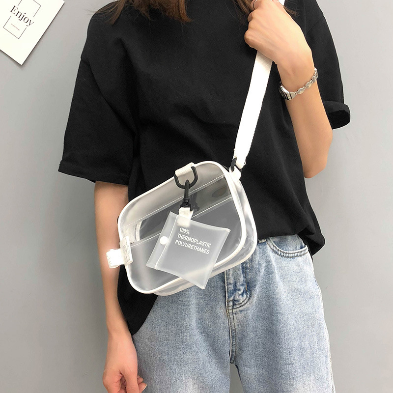 girls  waterproof messenger transparent  zipper clear pvc crossbody bag