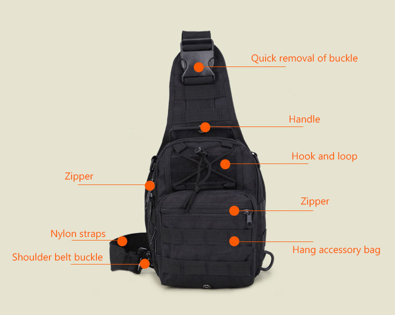Costom  Outdoor Sports Mil Camping Messenger Chest Pack Single Shoulder Tactical Crossbody Sling Bag
