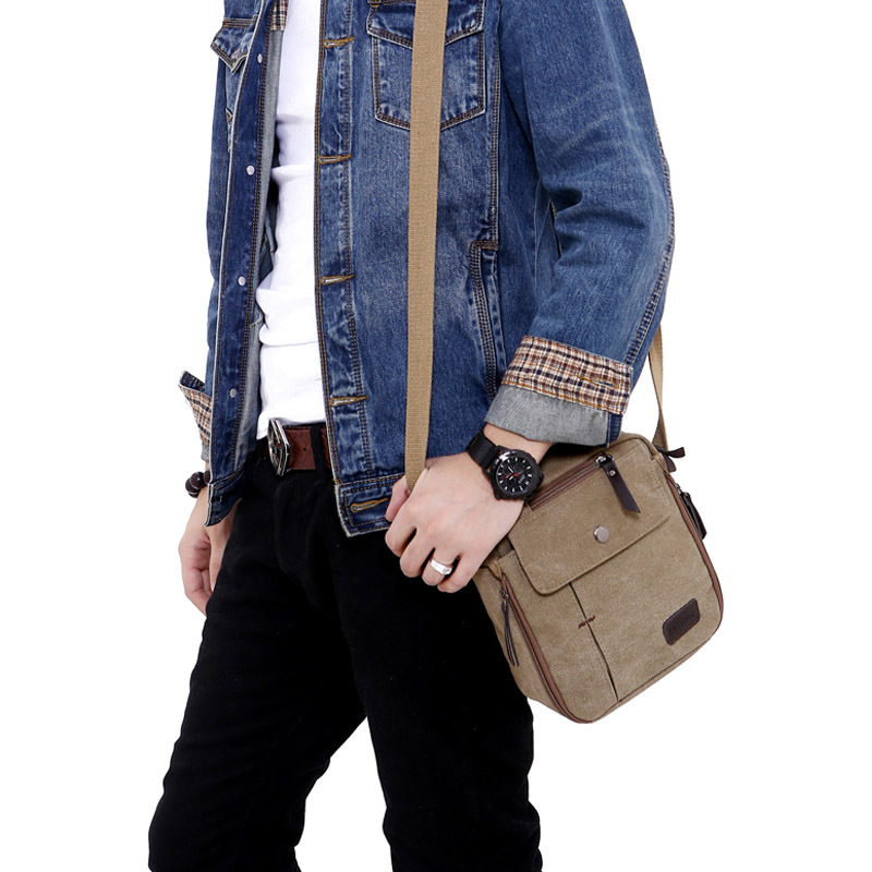 Retro men's casual Korean canvas bag shoulder bag outdoor multi-function travel small messenger bag for men