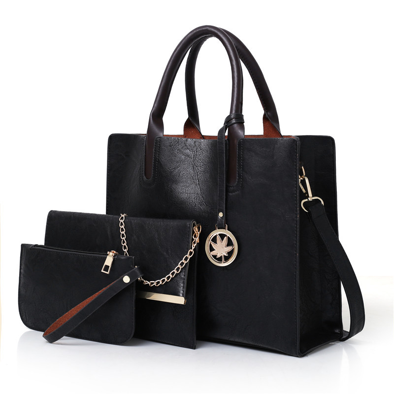 Hot selling  ladies trendy purses and handbags women 3pcs  pink color handbags set