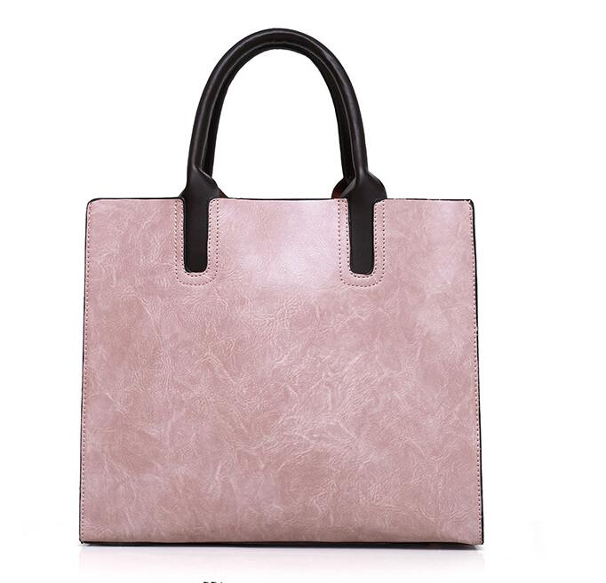 Hot selling  ladies trendy purses and handbags women 3pcs  pink color handbags set
