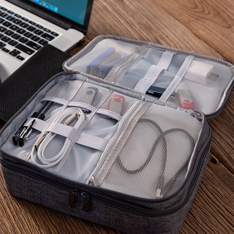 Portable multifunctional waterproof electronics accessories travel cable organizer bag