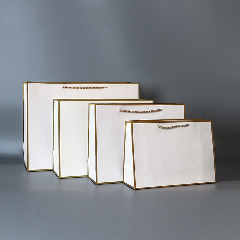 Fashion Boutique Luxury Retail Accept  Your Own  Small Carry Paper Gift Shopping Bags With Ribbon Handle