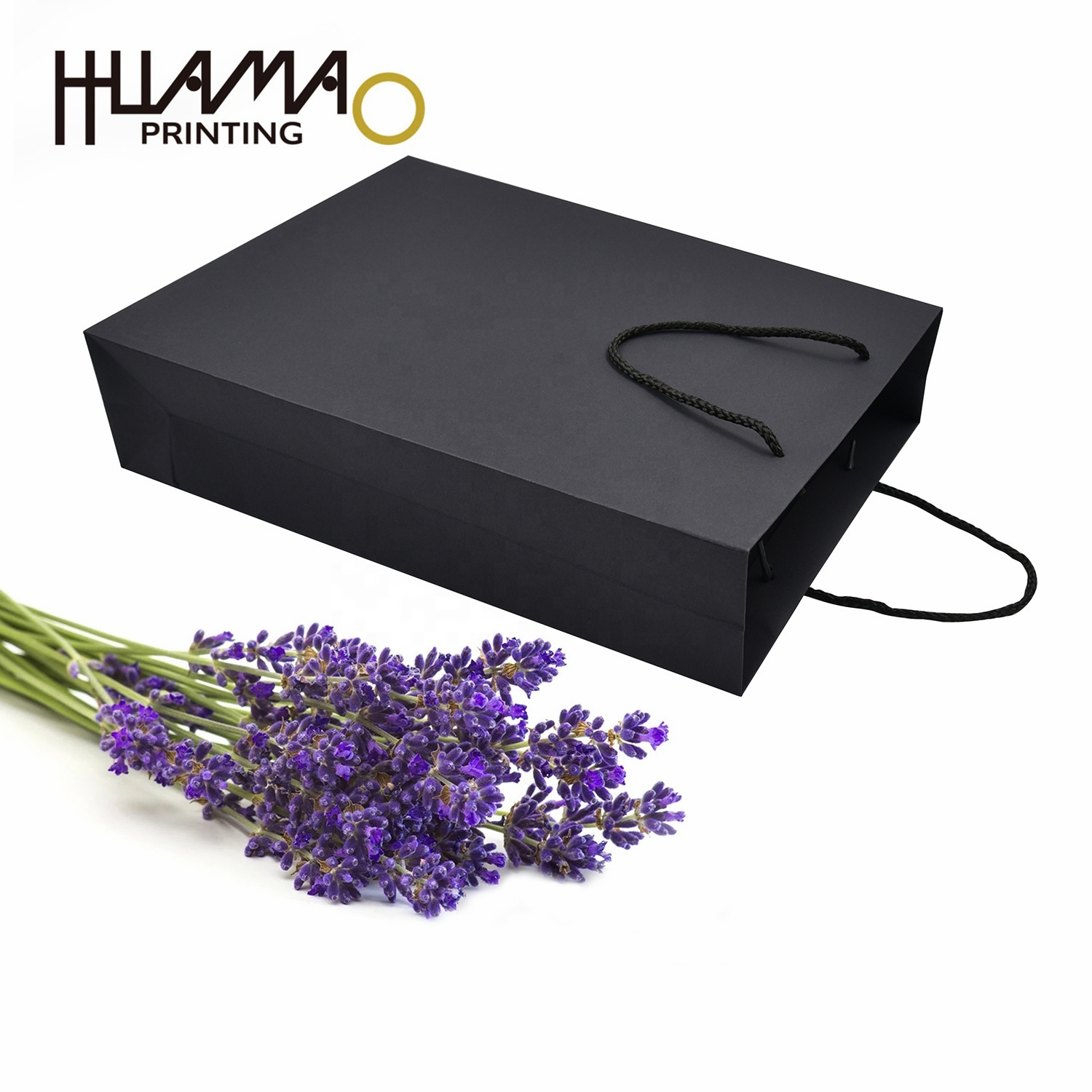  Printing Shopping Paper Bag Luxury Black Paper Bag Handle Luxury Paper Gift Shopping Bag