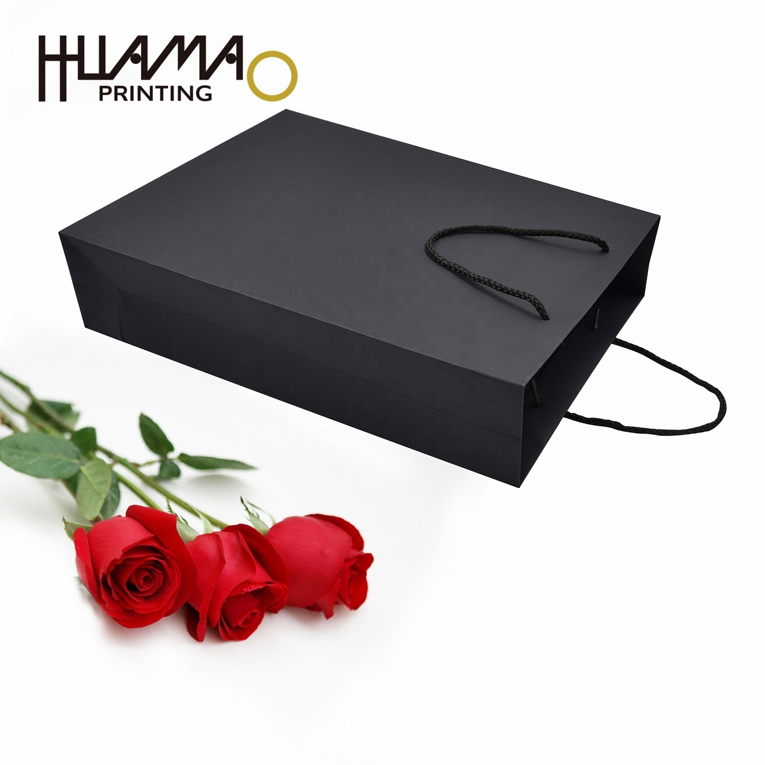  Printing Shopping Paper Bag Luxury Black Paper Bag Handle Luxury Paper Gift Shopping Bag