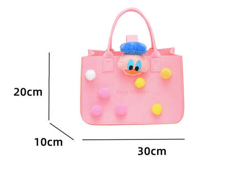 Cartoon Felt Shoulder Tote Bags Portable Shopping Bag, Baby Birthday Gift Handbag for Children