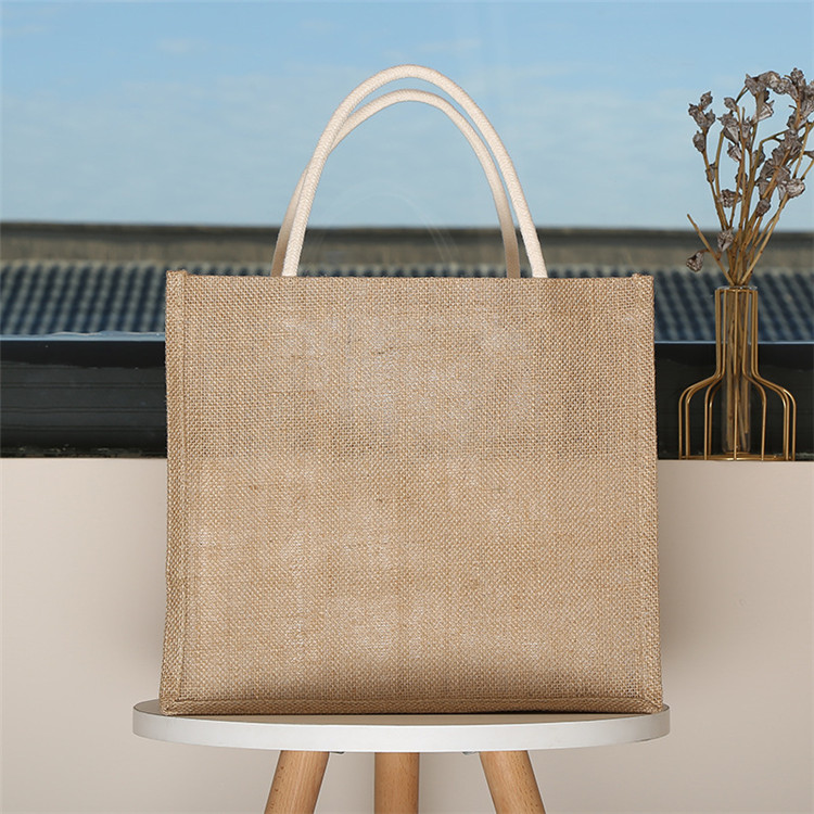 Accept  Size  Eco-Friendly Reusable Burlap Grocery Bag Shopping Gifts Natural Jute Tote Bag