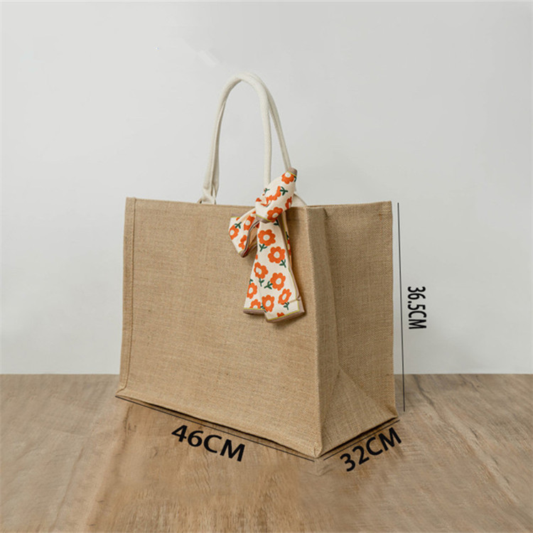 Accept  Size  Eco-Friendly Reusable Burlap Grocery Bag Shopping Gifts Natural Jute Tote Bag