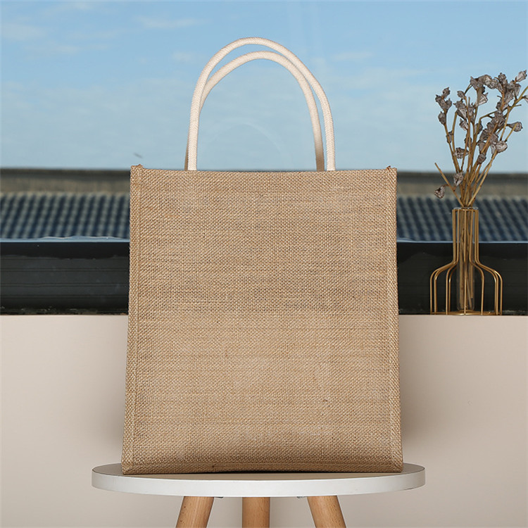 Accept  Size  Eco-Friendly Reusable Burlap Grocery Bag Shopping Gifts Natural Jute Tote Bag