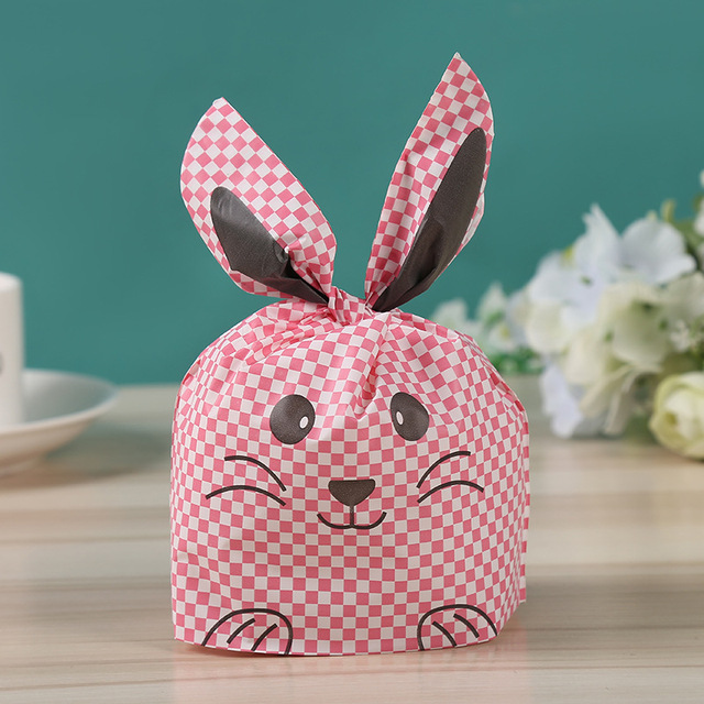 100pcs/bag Baked candy gift packaging  rabbit ears dessert rabbit bag sugar packaging  snacks  snowflake pastry plastic 