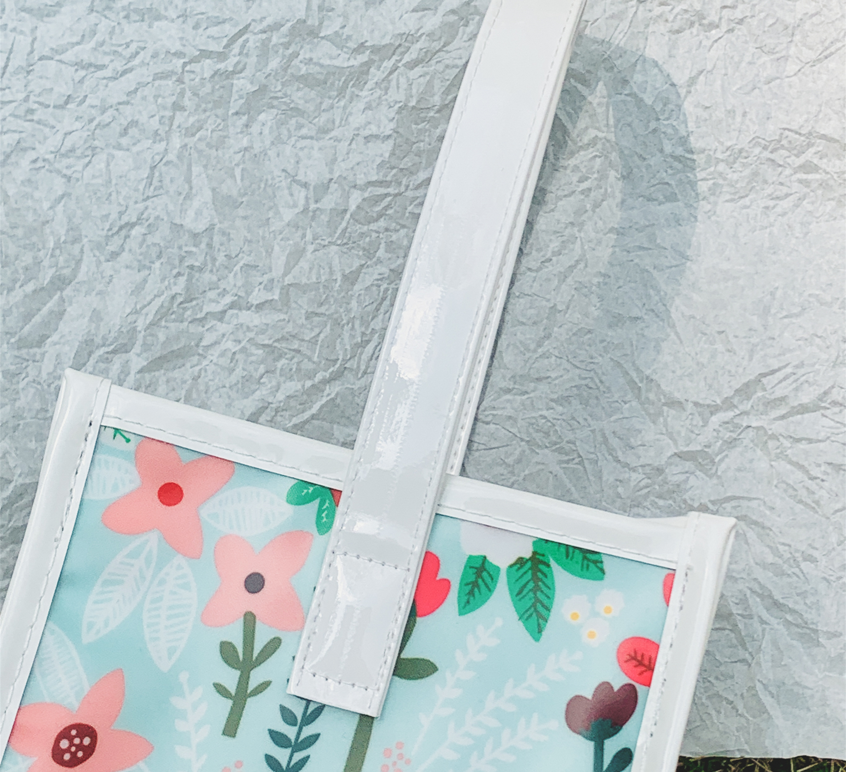 Waterproof Fully  Print Colorful  flower Summer  Gift Bag Cotton Canvas Small Kawaii Tote Bag For Girls