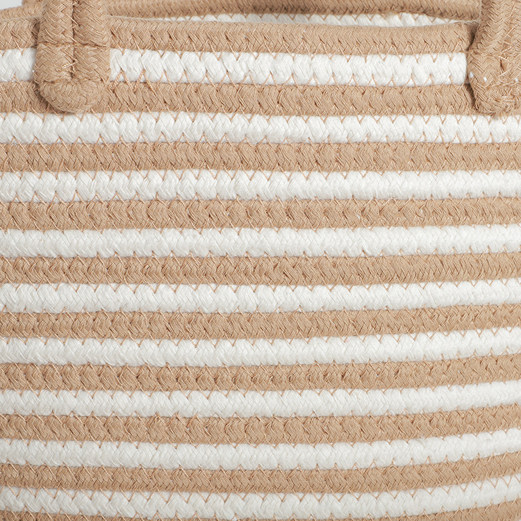 Stripe Design Handcrafted Soft Cotton Rope Shoulder Bag Women's Beach Handbag, Drawstring Basket Gift 