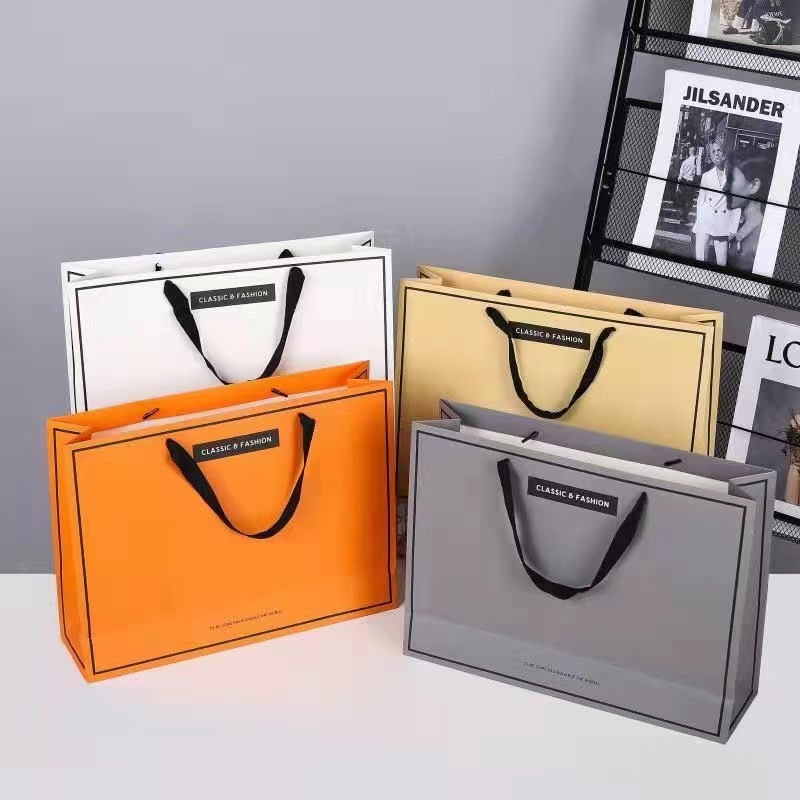   Printed  Luxury White Paper Bag Retail Boutique Shopping Gift Paper Bags With Your Own 