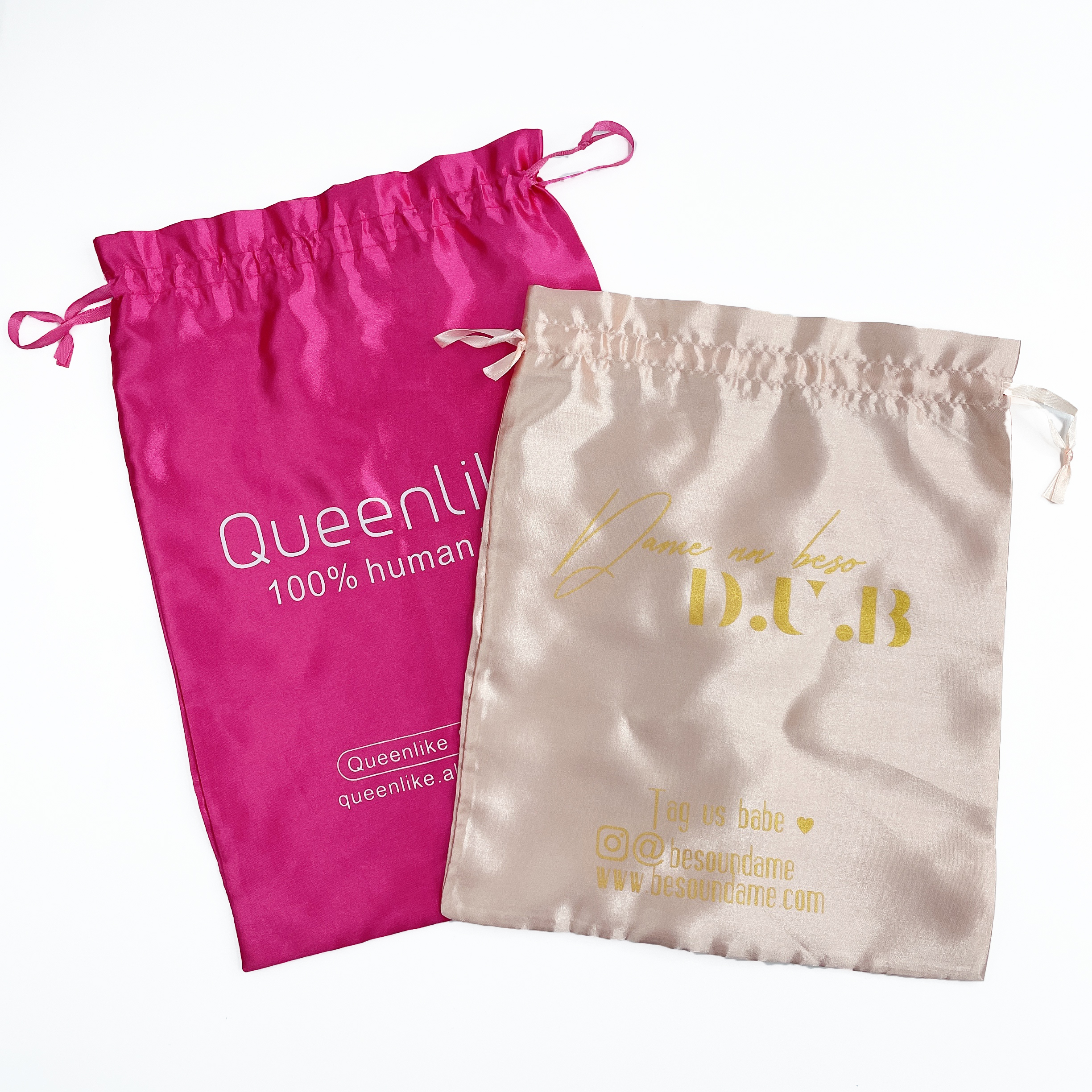  luxury  gift packaging silk drawstring bag for hair extensions,satin bags with 