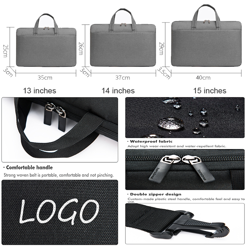 Business Large Capacity Computer Bag 15.6 Inch 14 Inch Laptop Case Portable Laptop Gray Tote Laptop Bag