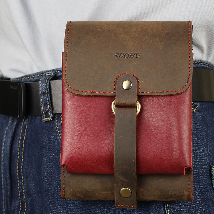   real leather mobile phone bag & cases business fashion waist belt bag waterproof phone bags