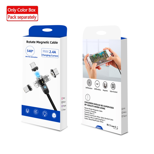 USLION 540 Degree Rotating USB Magnetic Cable Charger Mobile Phone 3 in 1 USB Cable Type C IOS Micro USB Charging Cable 