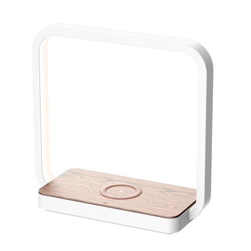 New 3 Grade Brightness Touch Dimmer Desk Lamp With Wireless Charger And Wooden Base For Mobile Phone