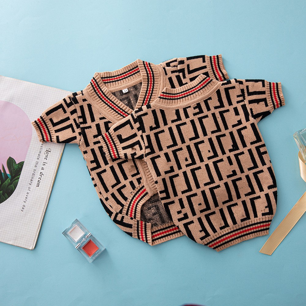 2022   Dog Sweater Luxury Designer Dog Clothes French Dog Clothes Luxury Brand Fashion Hand Knit Pet Sweater