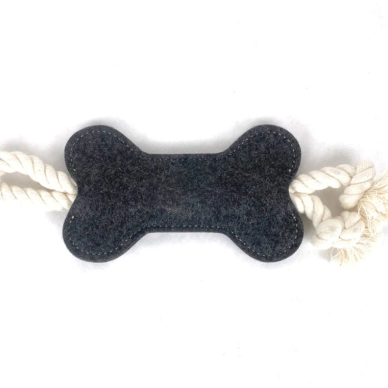 Interactive Felt Dog Bone Tug Toy Cute Rope Puppy Toy for Aggressive Chewers ( 4 Pieces )