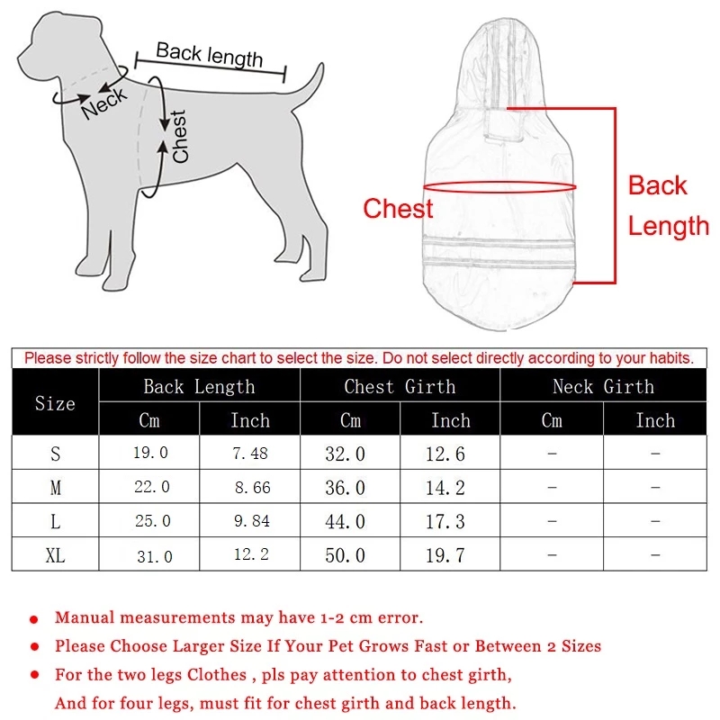 Dog Raincoat with Hood Waterproof, Reflective Strip Dog Jackets for Outdoor, Breathable Pet Rain Clothes