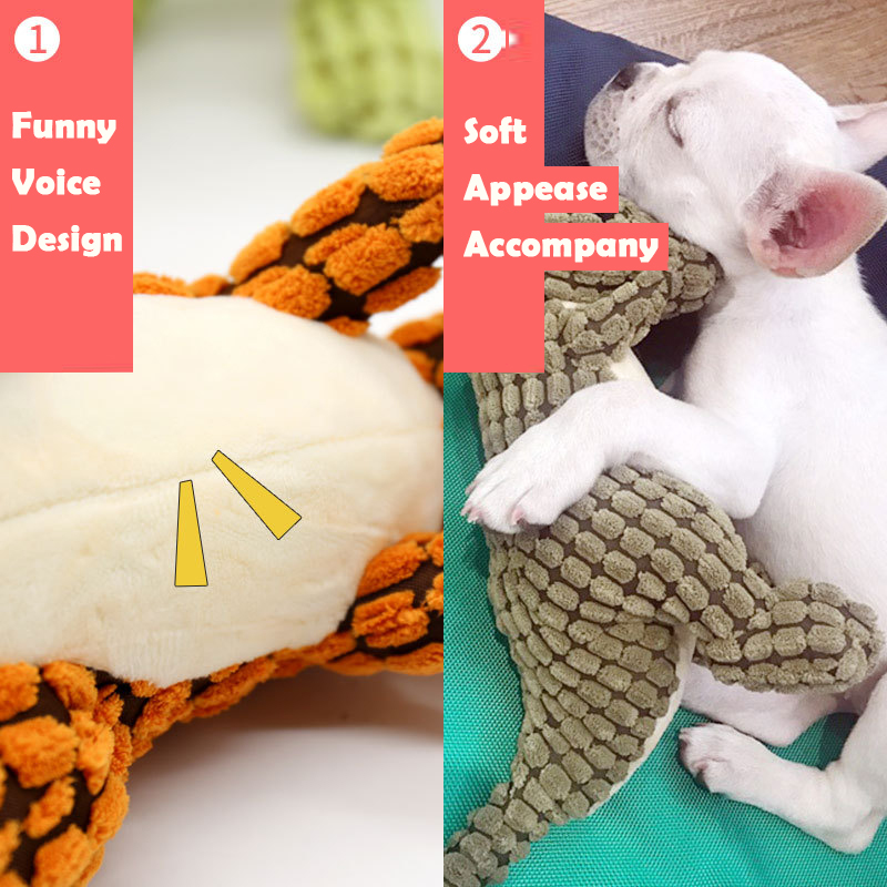 High Quality Durable Dinosaur Shaped Dog Squeaky Toy Plush Pet Plaything for Interactive Dog Fun