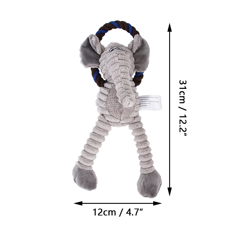 Plush Corduroy Dog Toy Set Animal Shaped Pet Chew Toys with Sound & Rope Squeakers for Cleaning & Training ﻿