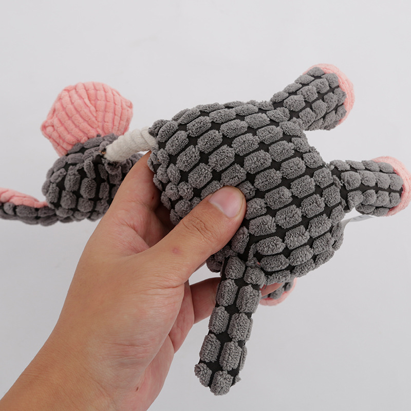 Indestructible Squeaky Plush Molar Dog Chew Toy Fun Corduroy Donkey Shape Pet Toy with Rope for Teething and Play