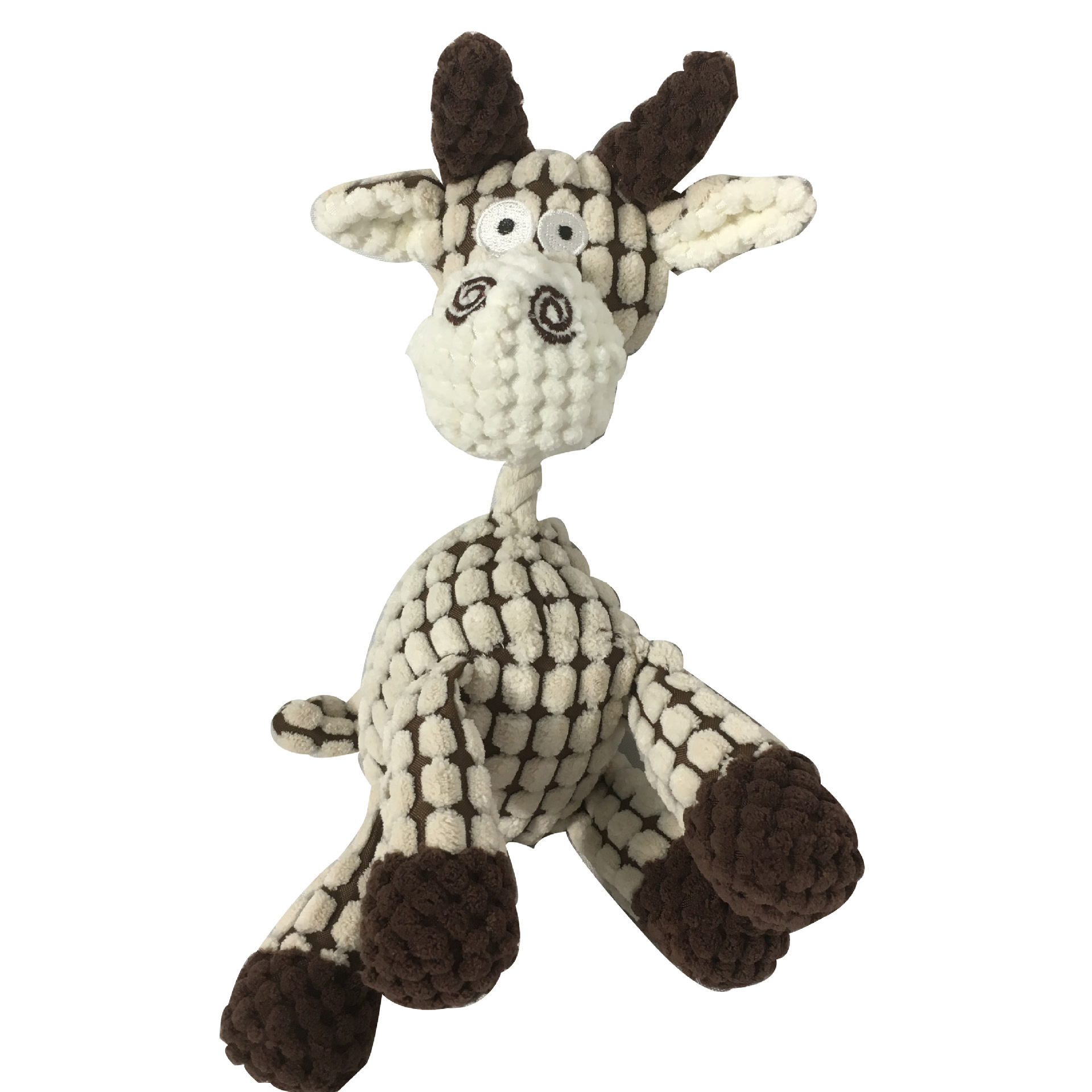 Indestructible Squeaky Plush Molar Dog Chew Toy Fun Corduroy Donkey Shape Pet Toy with Rope for Teething and Play