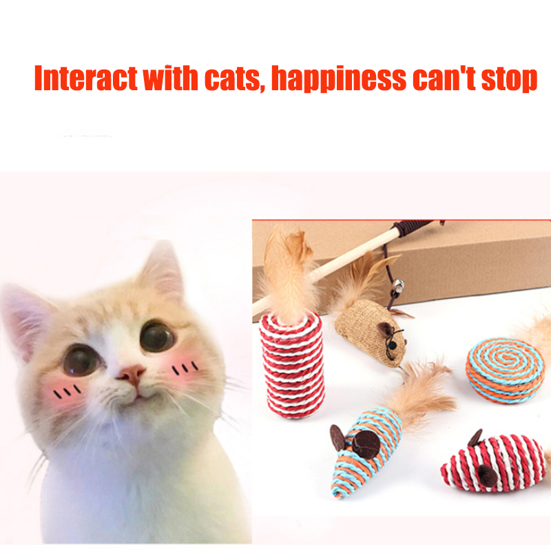 Cat Toy Gift Set 7 Pieces Interactive Pet Stick & Simulation Mouse for Kitten Fun, Sports Pet Products