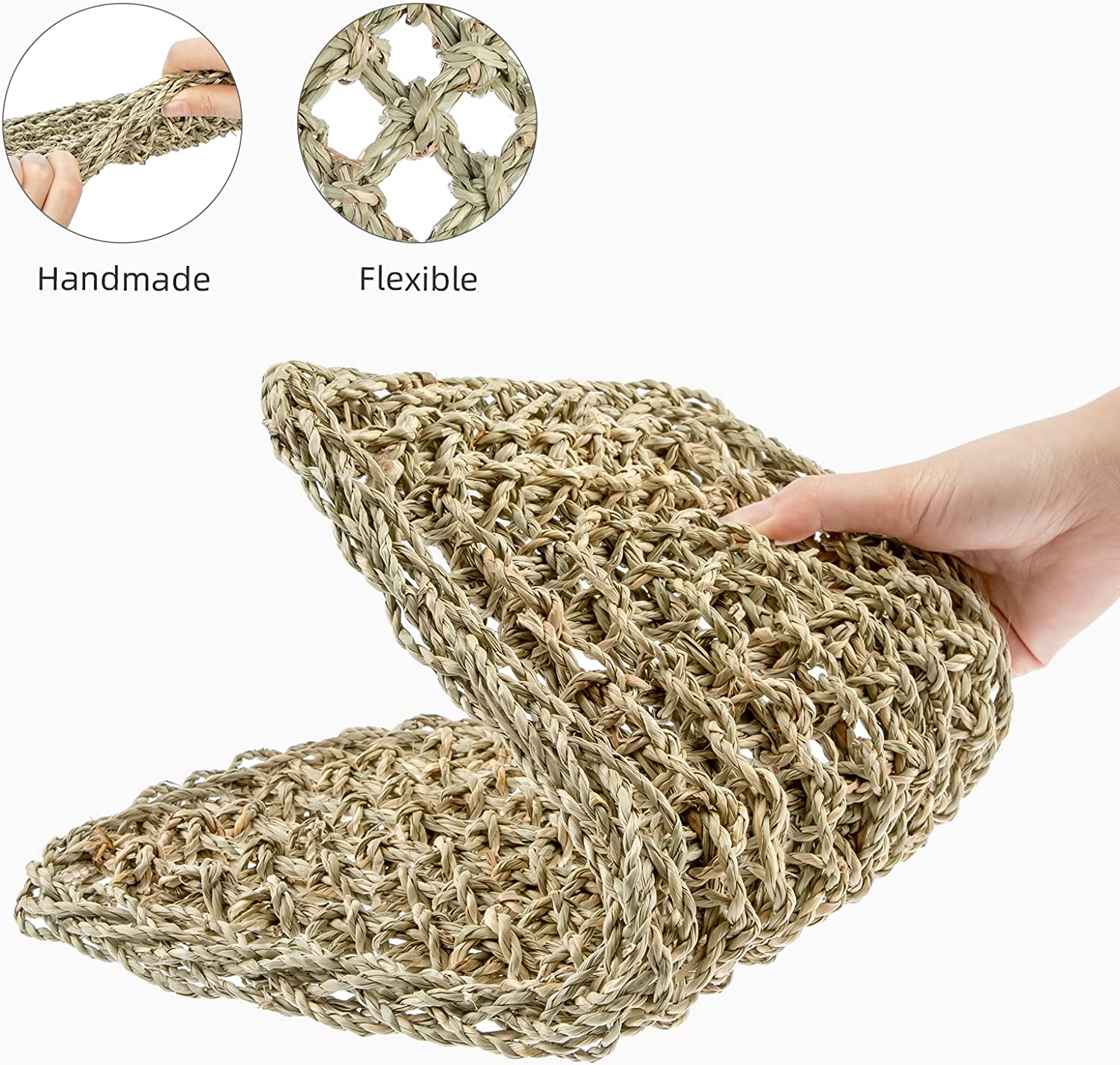Rectangle Seagrass Bearded Dragon Hammock Reptile Lounger for Chameleon Lizards Gecko Snakes Lguana Reptiles Tortoises