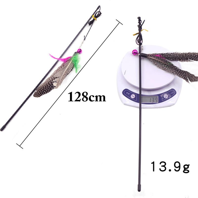 Cat Teaser Wand with Feather and Bell Colorful Plastic Mouse Cage Educational Toy for Pet Supplies and Cat Product