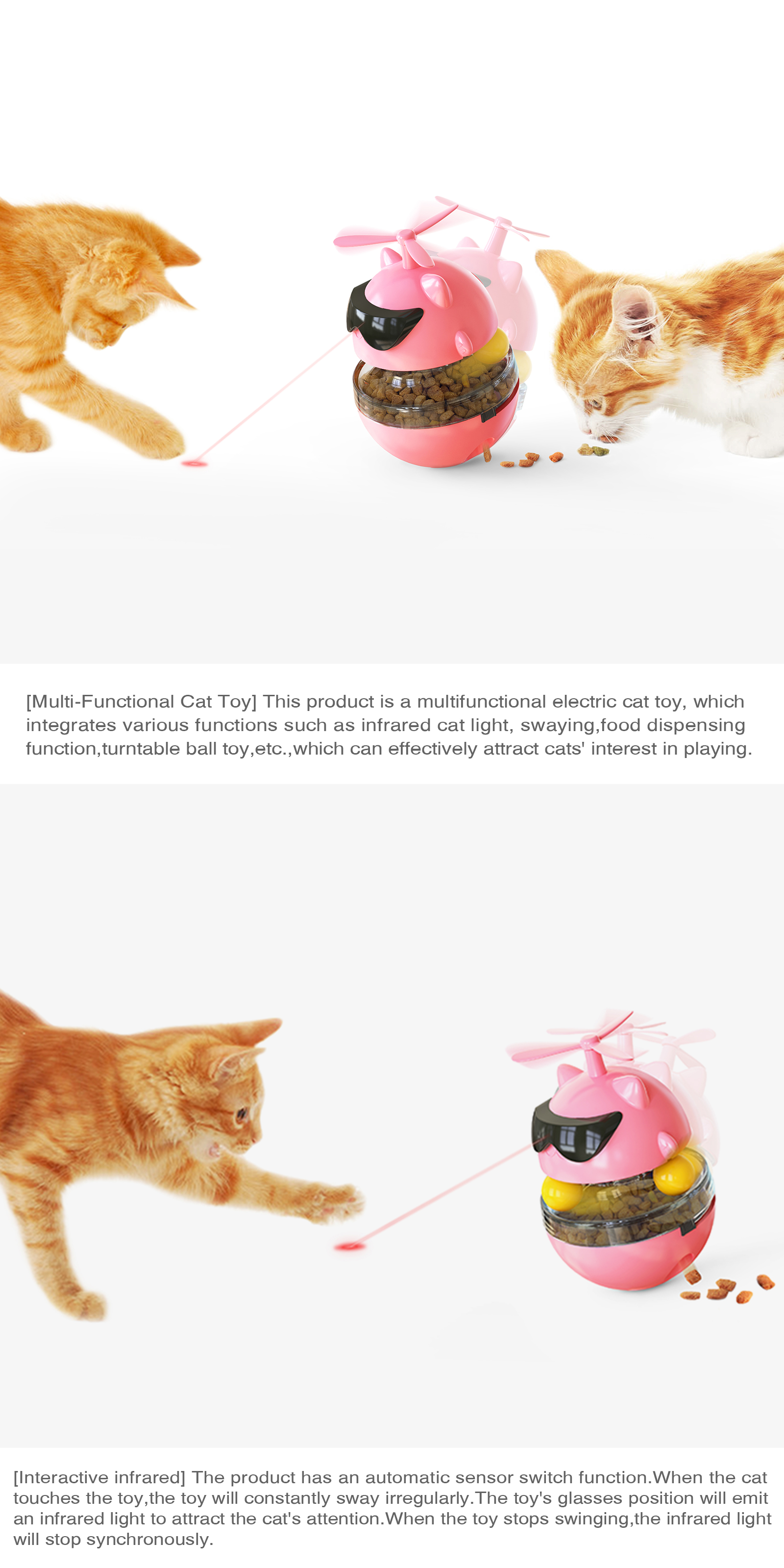 USB Charging Infrared Light Pet Molars Ball with Swing Turntable Design for Funny Cat Play