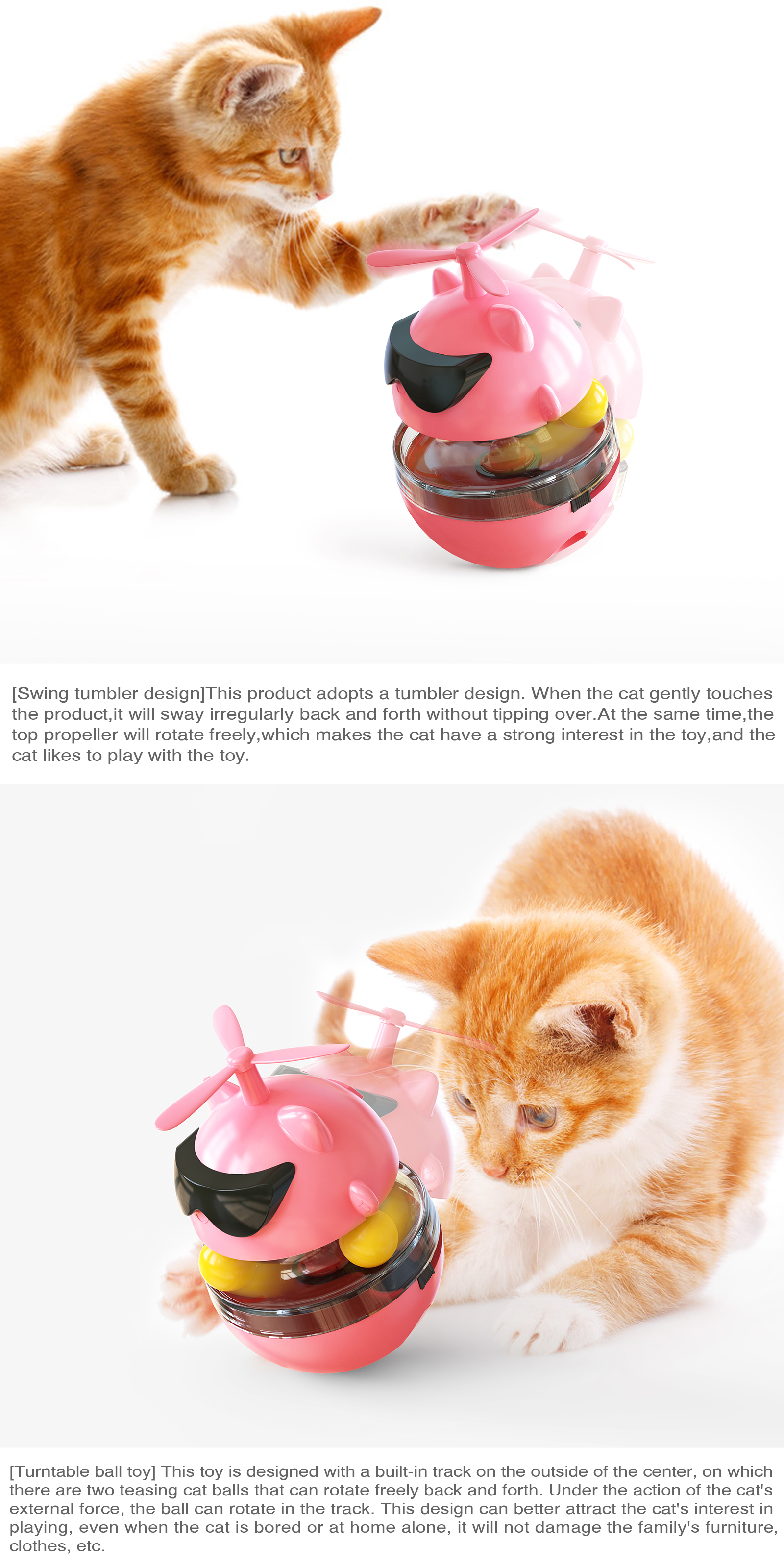 USB Charging Infrared Light Pet Molars Ball with Swing Turntable Design for Funny Cat Play
