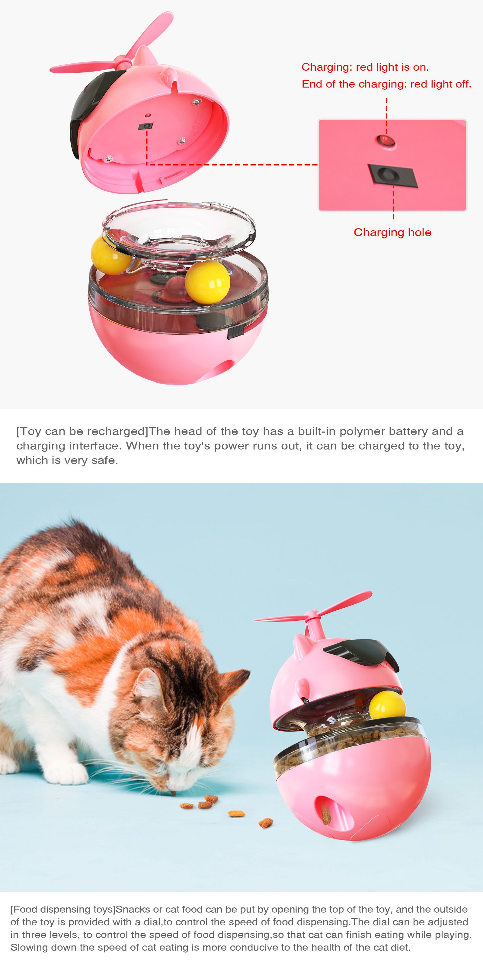 USB Charging Infrared Light Pet Molars Ball with Swing Turntable Design for Funny Cat Play