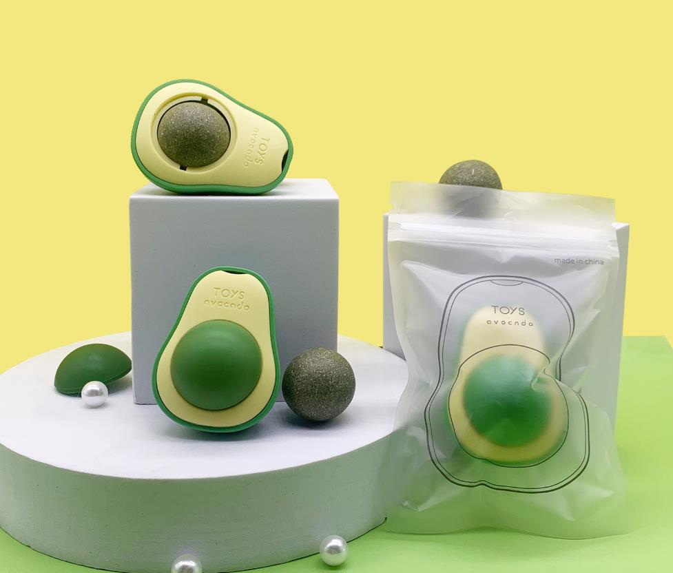 2022 New Hot Selling Spin Mint Avocado Cat Catnip Ball Auto-Rotate Pet Chew Interactive Cat Toy