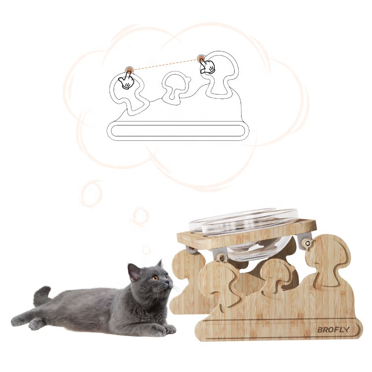 r Pet Supplies Mushroom Double Bowl Pet feeder Bowl Stand for Dogs and Cats Elevated Cat Bowl