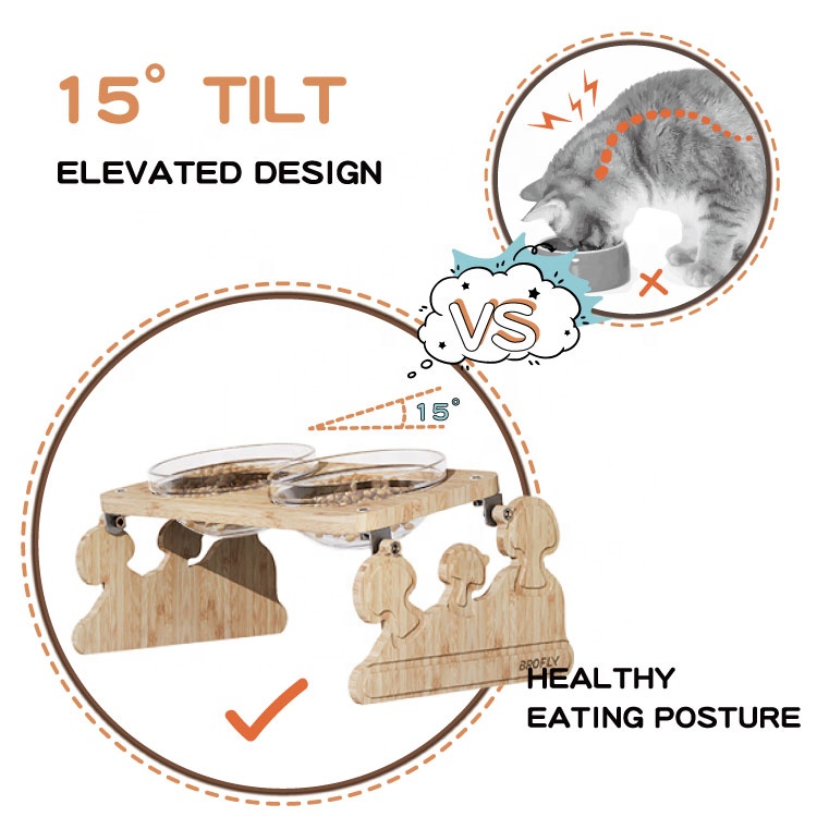 r Pet Supplies Mushroom Double Bowl Pet feeder Bowl Stand for Dogs and Cats Elevated Cat Bowl