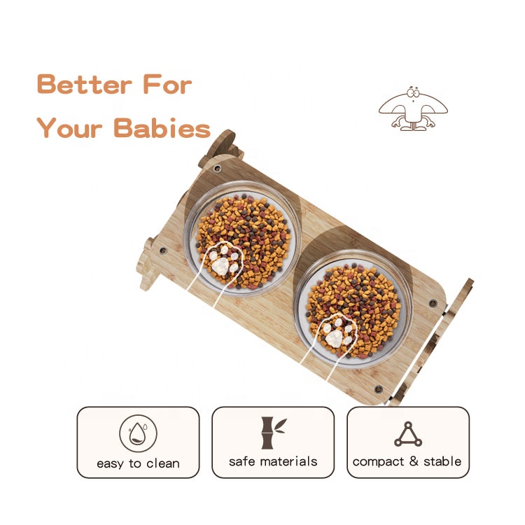 r Pet Supplies Mushroom Double Bowl Pet feeder Bowl Stand for Dogs and Cats Elevated Cat Bowl