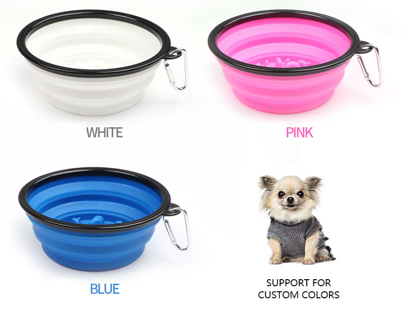 Portable Foldable Buckle Pet Dog Puppy Slow Feeding Bowl Feeder Food Grade Pet Bowl