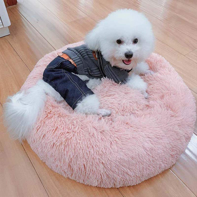 50cm S Size Soft Plush Dog Cat Deep Sleeping Bed Round Fluffy Pet Nest