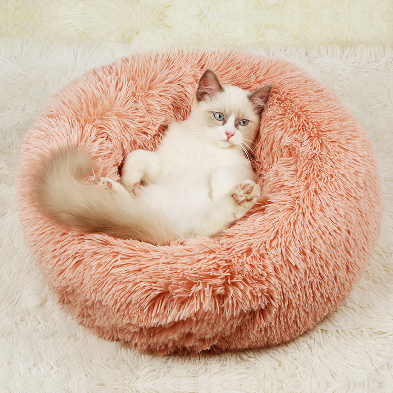 50cm S Size Soft Plush Dog Cat Deep Sleeping Bed Round Fluffy Pet Nest