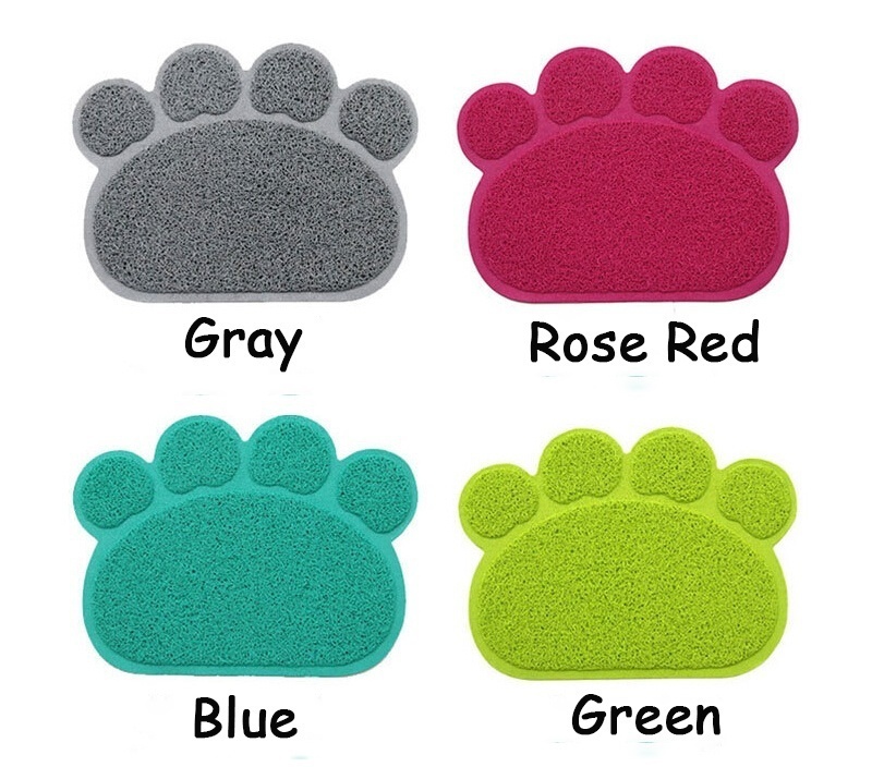 PVC Cat Paw Shape Pad Mat Placemat Pet Cat Dish Bowl Feeding Mat