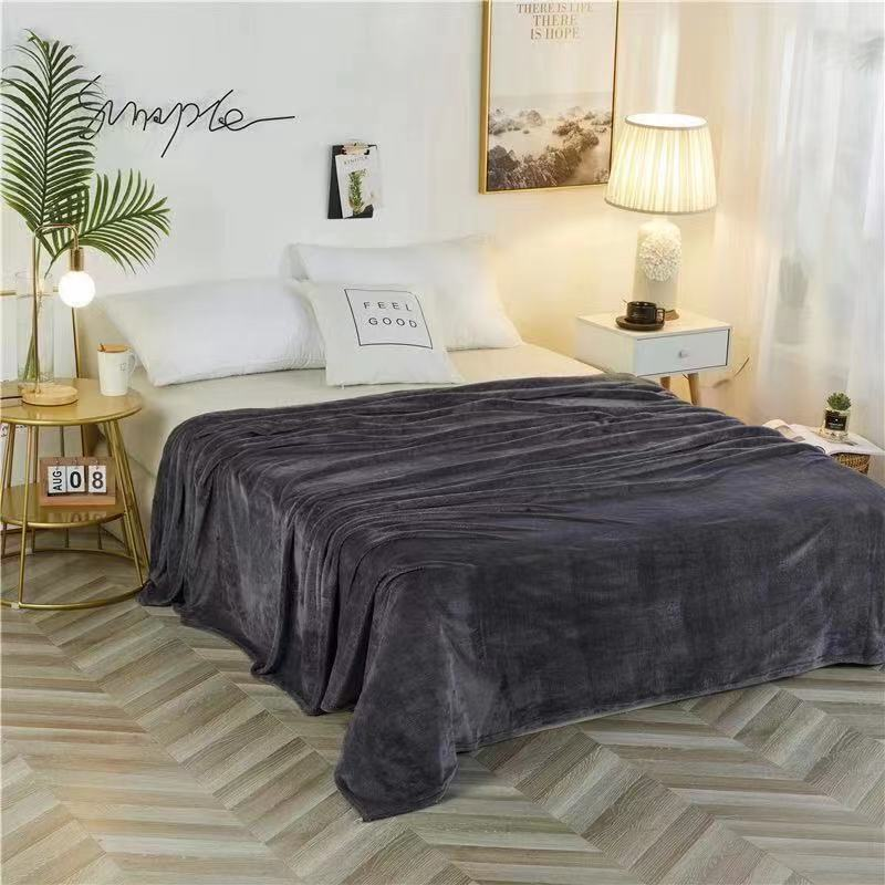 Microfiber Throw Fleece Bed Blanket  Cheap Solid And Printed Color Flannel Nap Knee Air conditioning Travel Car