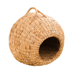 Durable Ecofriendly Comfortable Handle Design Gourd Grass Iron Frame Cat Nest Dome Pet Basket