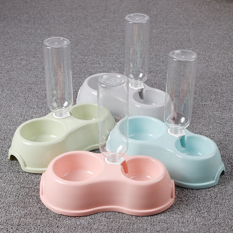 Dogs Cats Feeder Bowl and Automatic Water Dispenser Double Pet Bowls with Automatic Water Bottle