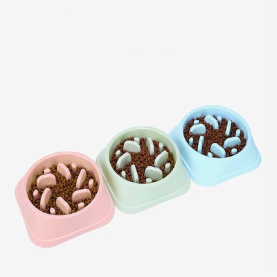 Fashion designed waterproof portable Dog Slow water Feeder Bowl Plastic Anti Choking pet Puppy Eat Plate