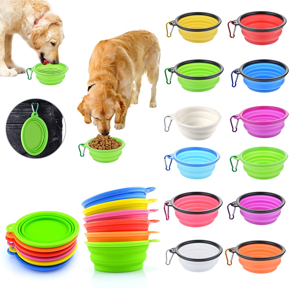 Folding Silicone Dog Bowl Large Pet Collapsible Food Container Outdoor Travel Pet Feeding Bowl Portable Dish Bowls